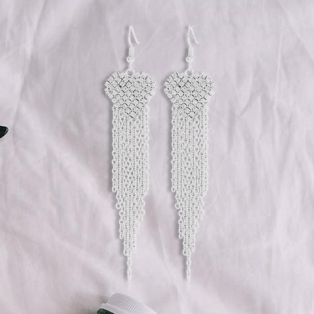 Pendientes de borlas de amor,Pendientes colgantes con borlas y diamantes de imitación en forma de corazón,Joyas de moda para el día de San Valentín Pendientes Cumpleaños,Pendiente largo