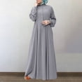 thumbnail image 2 of Felwors Robe Décontractée Unie pour Femmes Col en V à Boutons Manches Longues Robe Longue Ample, 2 of 9