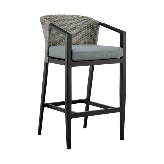 Patio Bar Stool Aluminum Outdoor Barstool with Cushions Modern Bar Height Seating