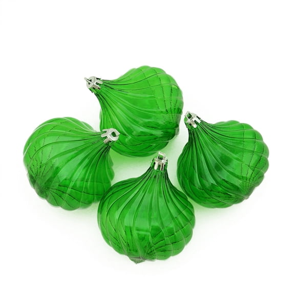 4ct Xmas Green Transparent Onion Drop Shatterproof Christmas Ornaments 4.5"