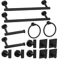 thumbnail image 1 of Juego de accesorios de baño de 14 piezas, color negro mate, juego de accesorios de baño de acero inoxidable, juego de barra para toallas de baño, toalleros para baño montado en la pared., 1 of 5
