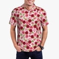 thumbnail image 2 of Balery Rose Flowers Printed Men’s Short Sleeve Polo Shirt, Midweight Men's Shirt,Golf Polo shirts -Large, 2 of 8
