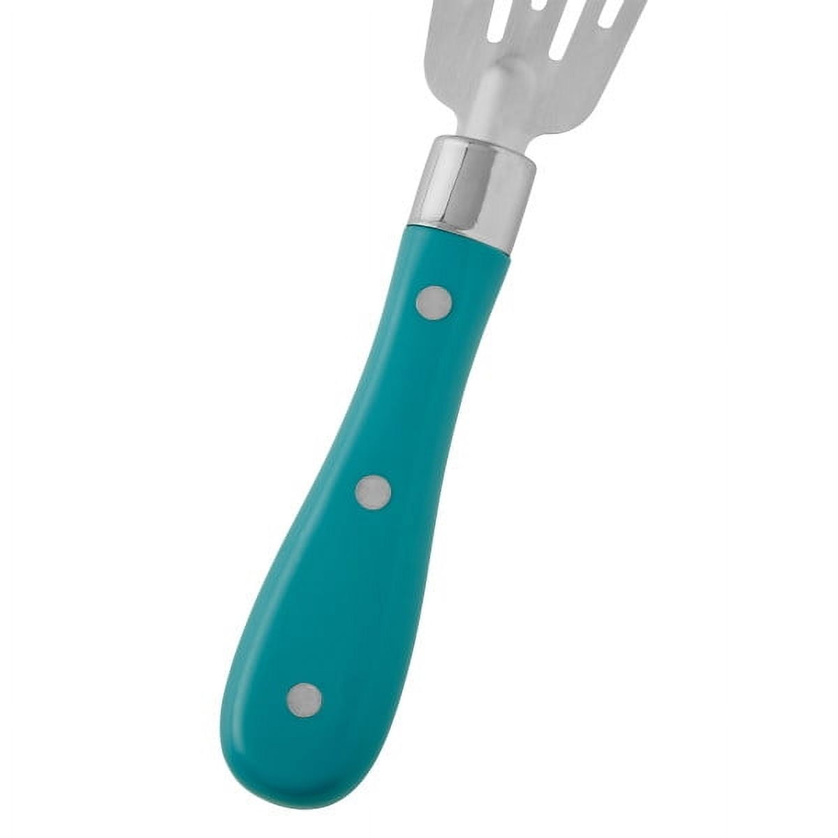The Pioneer Woman Frontier Collection Stainless Steel Slotted Turner Spatula, Silver/Teal