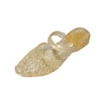 thumbnail image 3 of YOUYEDIAN Jelly Sandals for Women Summer Ballet Mesh Flats Shoes Dress Slip on Wide Closed Toe Mary Jane Mules Beach Walking Sandals (Gold), 3 of 5