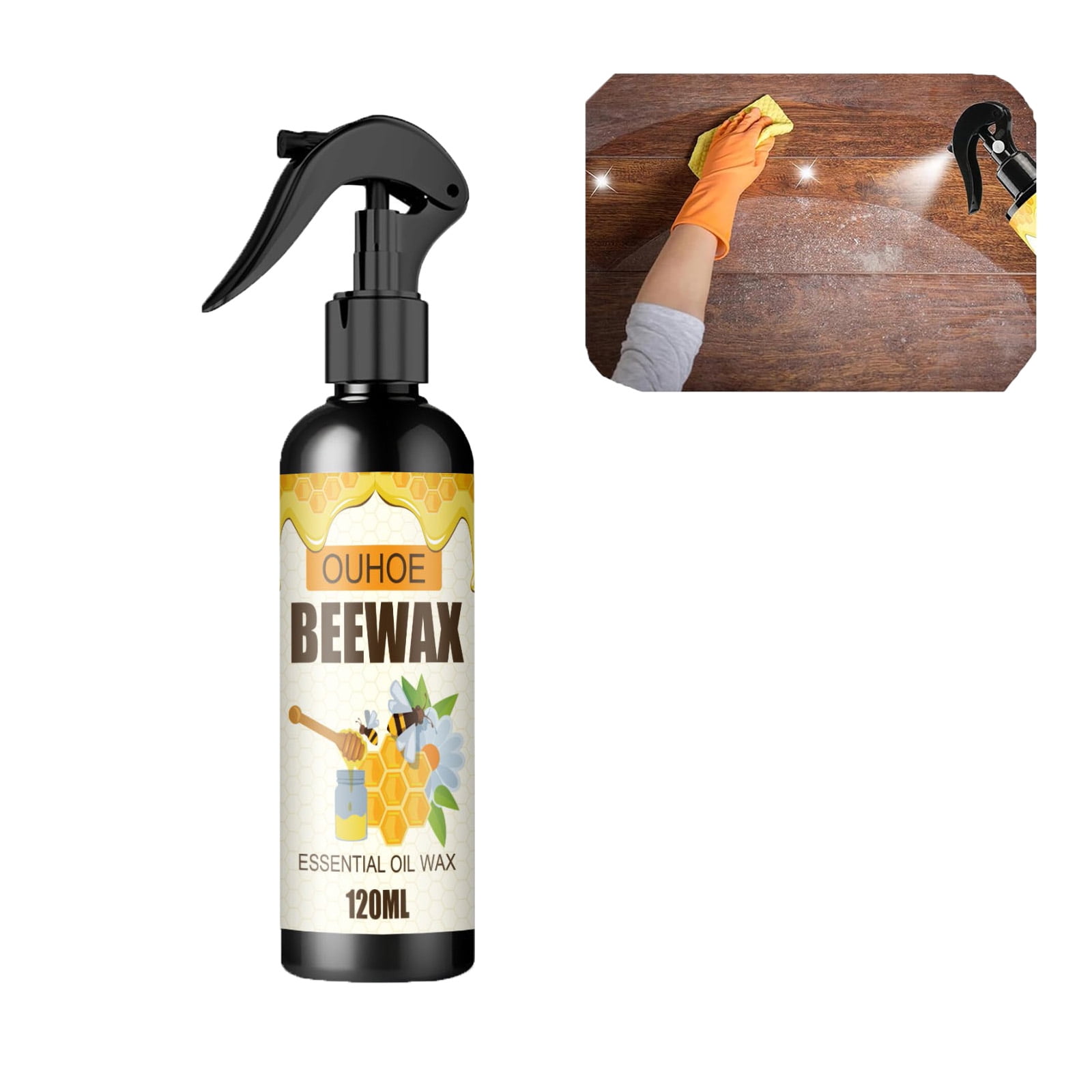  UYUAN Beeswax Spray Furniture Polish Spray, Natural Micro-Molecularized  Beeswax Spray Cleaner with Sponge & Towel for Wood Furniture, Restores  Shine and Protects Surfaces : Health & Household