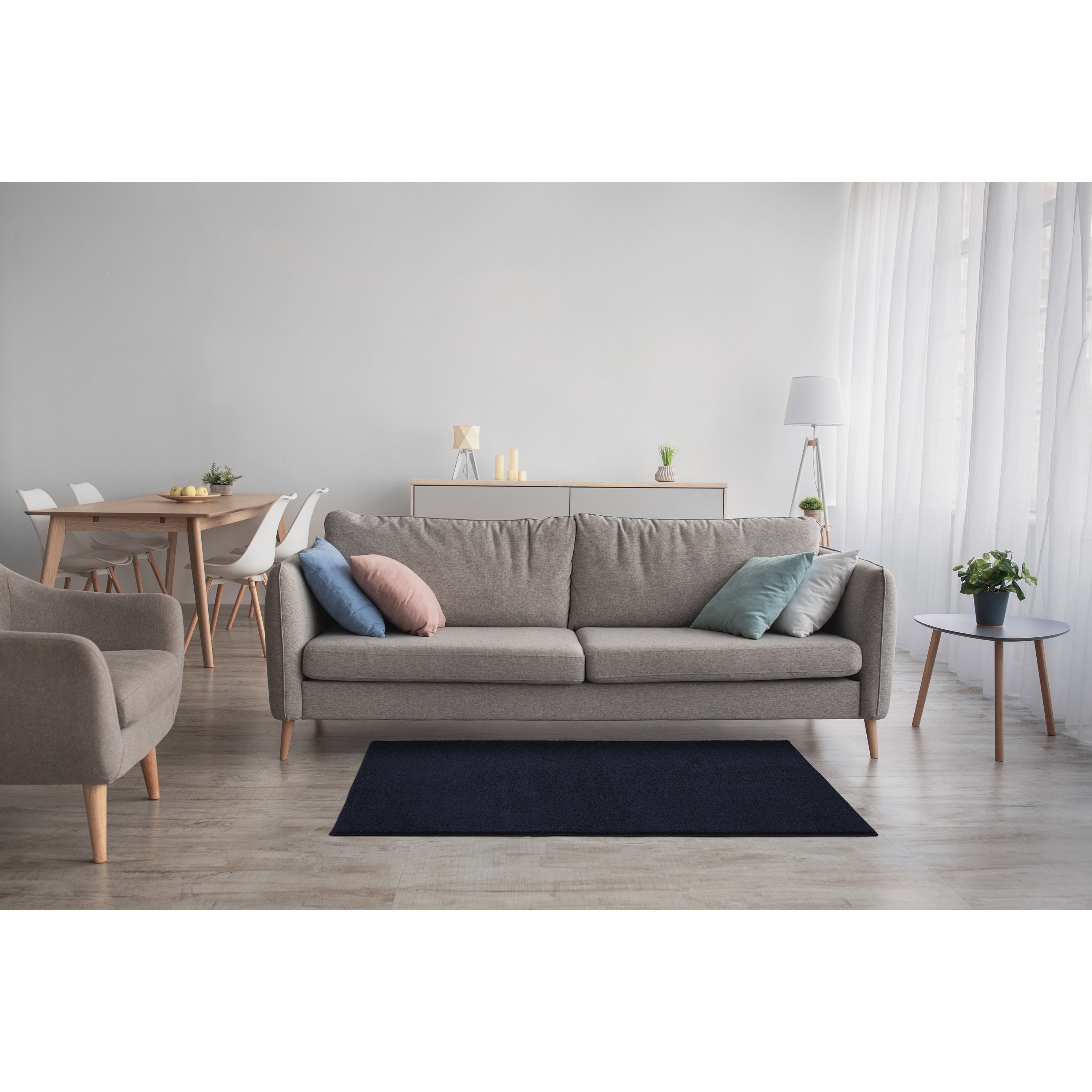 Garland Rug Palmer Plush Washable Navy Blue Indoor Area Rug, 3' x 5'