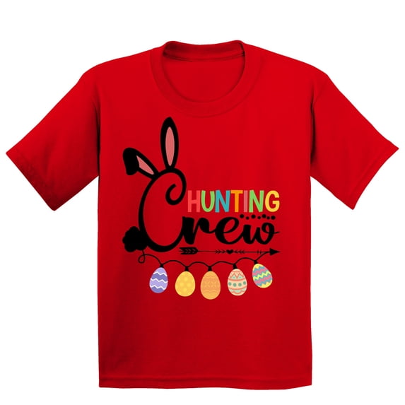 Hunting Crew Easter Bunny Egg Hunting Christian Event Youth T-shirt, Youth S, Red