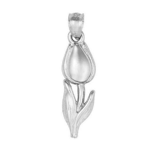 925 Sterling Silver Necklace w/ TULIP FLOWER Pendant Charm
