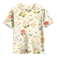 thumbnail image 5 of YunPes Girls Short Sleeve Shirts Floral Graphic Printing T Shirts Teens Kids Crewneck Tee Summer Trendy Preppy Cute Tops Clothes, 5 of 5