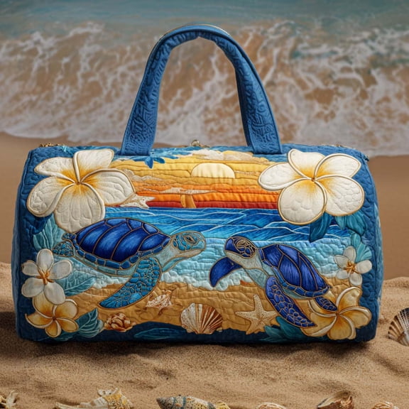 Custom Island Escape Quilted Duffle Bag, Soft Travel Weekender, Carry On Bag, Gift Idea