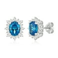 thumbnail image 3 of Arista 5 3/8 Carat T.W. Swiss Blue CZ and White Sapphire White Flower Women's Earrings in Sterling Silver, 3 of 3