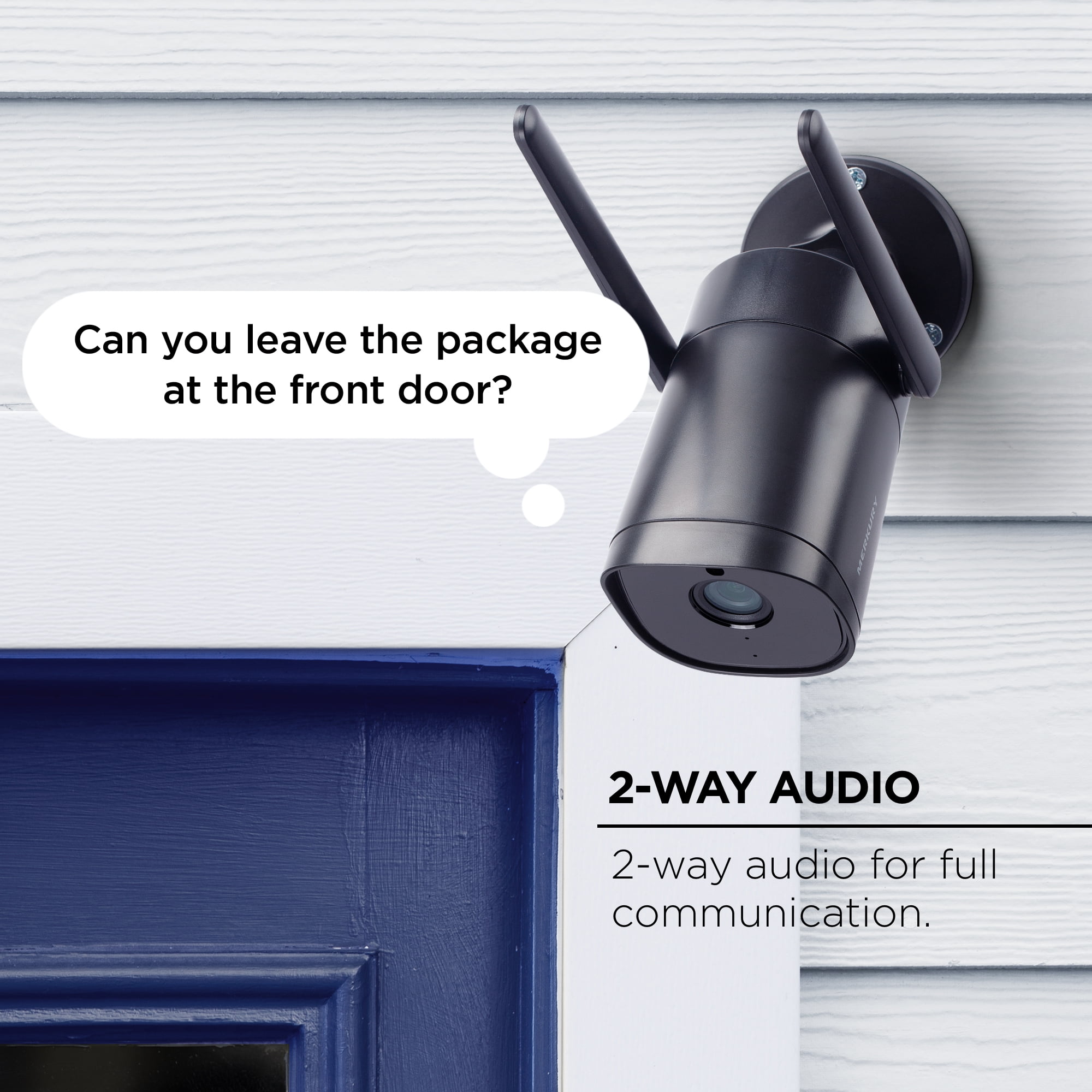 Merkury Smart Outdoor Camera 1080p - Wired Surveillance System, Black (3-Pack)