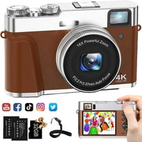 Mixmart 4K Digital Camera for Photography with Viewfinder 48MP Vlogging Camera for YouTube with 32GB Card 16X Autofocus Anti-Shake Travel Portable Video Camera Camcorder