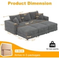 thumbnail image 2 of 82.7'' Oversized Corduroy Couch, Modular Sectional Sofa with 3 Ottomans, Sleeper Sofa Bed Full Size, Upholstered 3 Deep Seat L Shape Sofa, Convertible Cloud Couches for Living Room, Gray, 2 of 11