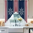 thumbnail image 6 of Swag Curtains Valances for Windows, Nautical Coastal Rudder Short Kitchen Window Curtains Over Sink, Navy Blue Red Stripes Cafe Curtains Panel Set Of 2,Rod Pocket, 36 Inches Length, 6 of 8