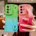 thumbnail image 3 of for Samsung Galaxy S21 Ultra Case with Strap Stand, Cute Gradient Color Wavy S21 Ultra Case with Camera Lens Cover Protect Soft Silicone Bumper Phone Case for Women Girls 6.8" (Hot Pink), 3 of 9