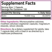 Bronson Ultra Biotin 10,000 Mcg Hair Skin and Nails Supplement, Non-GMO, Gluten Free, Soy Free, 120 Vegetarian Capsules