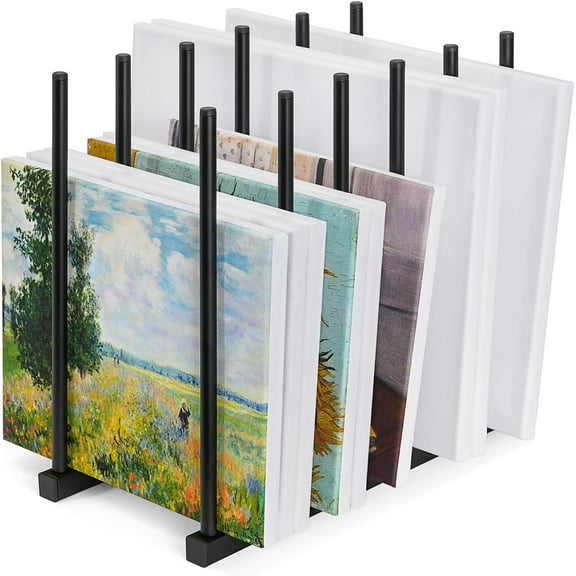 Art Storage Rack Painting Canvas Storage Rack, Metal Drawing Storage Rack for Canvas Frame Drawing Board (Black)