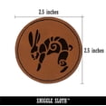 thumbnail image 2 of Southwestern Style Tribal Jackrabbit Hare Bunny 2.5" Faux Leather Round Engraved Iron-On Patch - Brown, 2 of 6