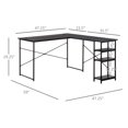 thumbnail image 3 of HOMCOM Bureau d'Angle en Forme de L pour Bureau à Domicile avec Étagère de Rangement, Trous pour Cordon, Noir, 3 of 9