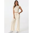 thumbnail image 3 of DARING DIVA Women's 2 Piece Sets Crew Neck Crop Tank Wide Leg Pants M Apricot, 3 of 6