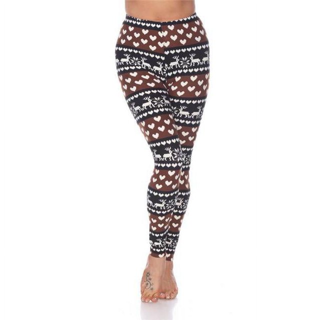 Leggings Imprimés pour Femmes , Marron & Blanc - Taille Unique