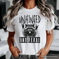 thumbnail image 2 of Unhinged and Feral Raccoon T-Shirt, Funny Rock Hands White and Natural Tee for Wild People, 2 of 6