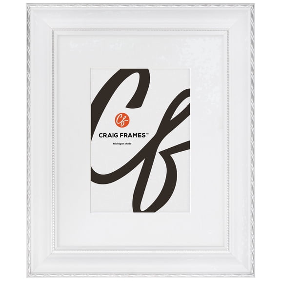 Craig Frames Victoria, 20x30 Picture Frame Matted for a 16x24 Photo, Ornate White and Silver