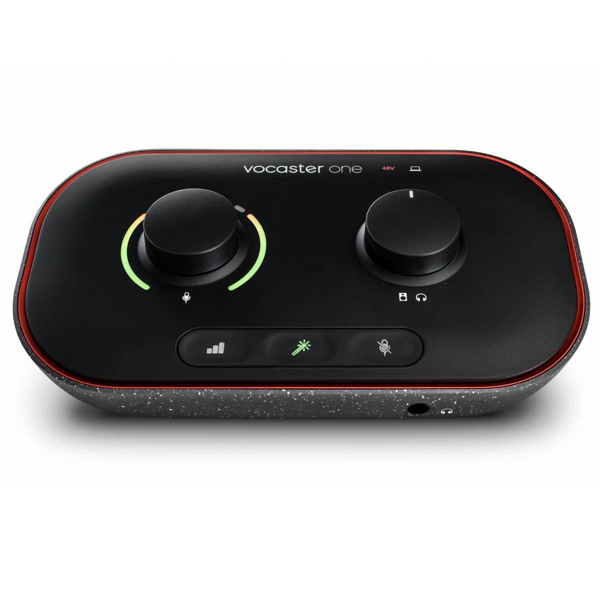 Focusrite Vocaster One Studio Essential Podcasting Kit with Vocaster DM1 Microphone and HP60v Headphones, Bundle with H&A Broadcast Arm