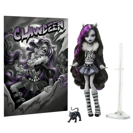 Monster High Doll with Posters, Clawdeen Wolf in Black and White