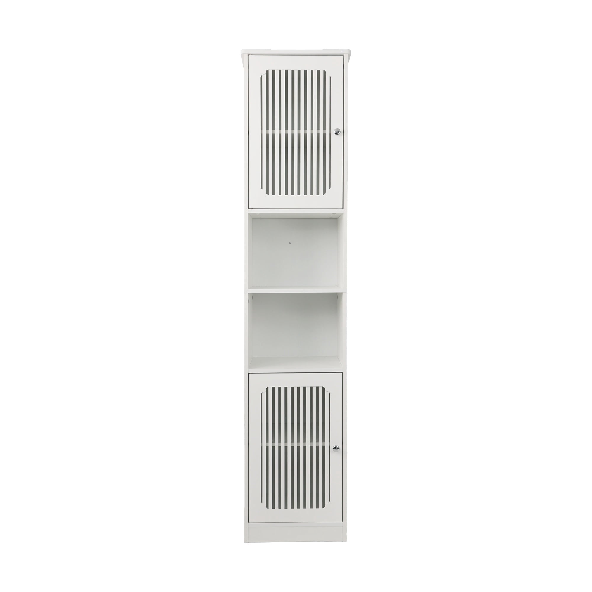 64.17''H High Utility Storage Cabinet with Grille Doors, Freestanding Kitchen Pantry, Bathroom Cabinet with Adjustable Shelf