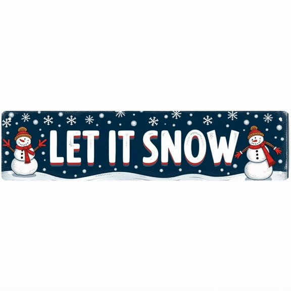 Let It Snow Tin Sign - 16x4 Inches Winter-Themed Decor for Wall, Ideal for Living Room, Bedroom, Porch | vintage decor for home, unique wall decor, funny room decor