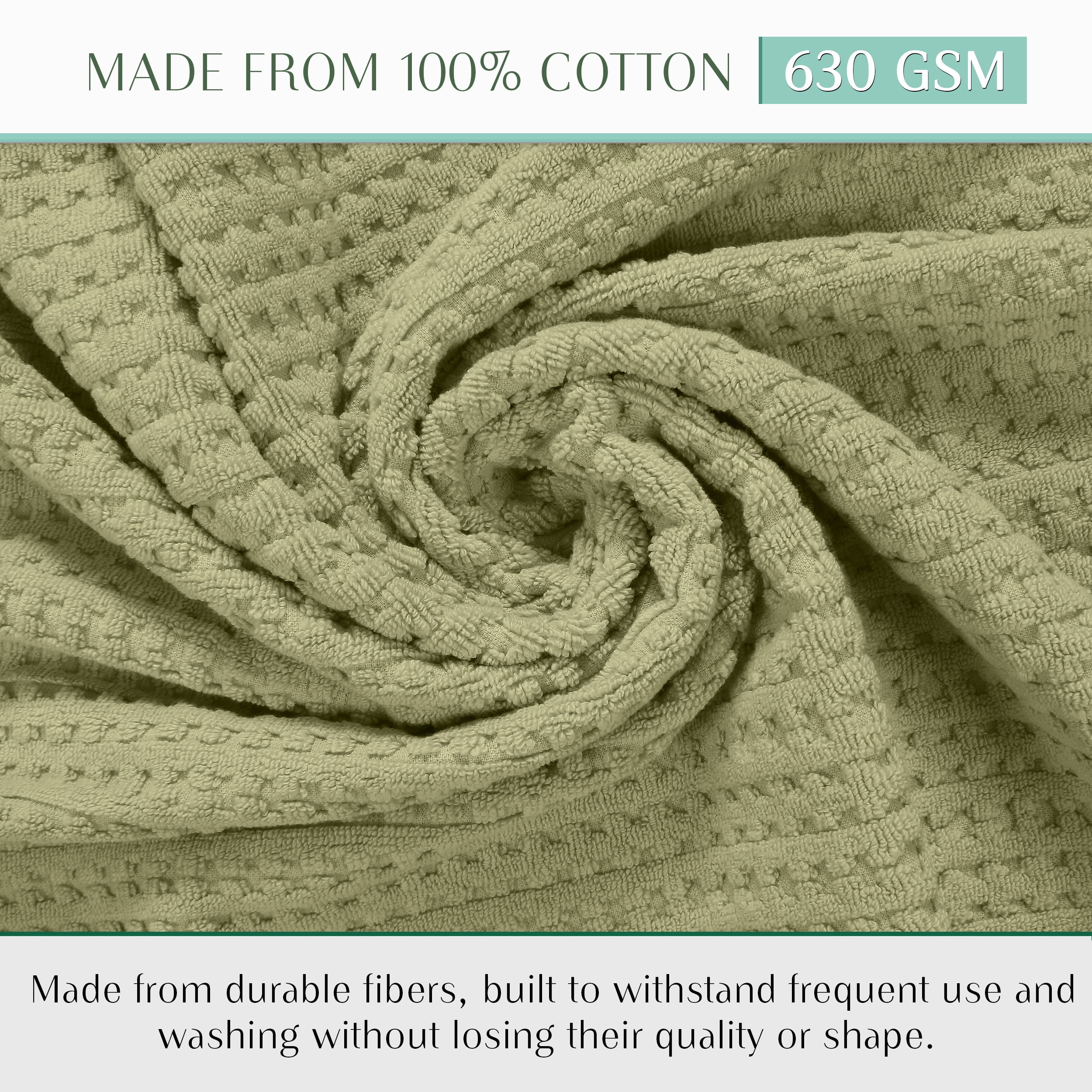 Home Weavers Willow Collection Hand Towels Set of 4 | 100% Cotton Zero Twist | 630 GSM Thick Plush | Soft, Highly Absorbent & Quick Dry | Hotel Quality Luxury Hand Towels | 16x24 Inch | Green
