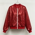thumbnail image 4 of Ghalytn Women's Sequin Bomber Jacket Long Sleeve Zip Up Stand Collar Sparkly Outerwear Party Night Out, 4 of 5