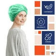 thumbnail image 4 of Green Disposable Bouffant Caps, Spunbond Polypropylene, 100 Count, 21 in, 4 of 7