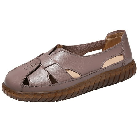 

Pyhlmscde Womens Sandals Closed Toe Flat Heel Hollow Out Loafers Comfy Moccasins Casual Walking Sandal Shoes