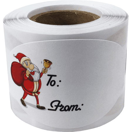 Christmas Lables Santa Claus Presents Gifts Tags Christmas Holiday To From Labels 1 1/2 x 2 1/2 Inch 100 Total Stickers ()