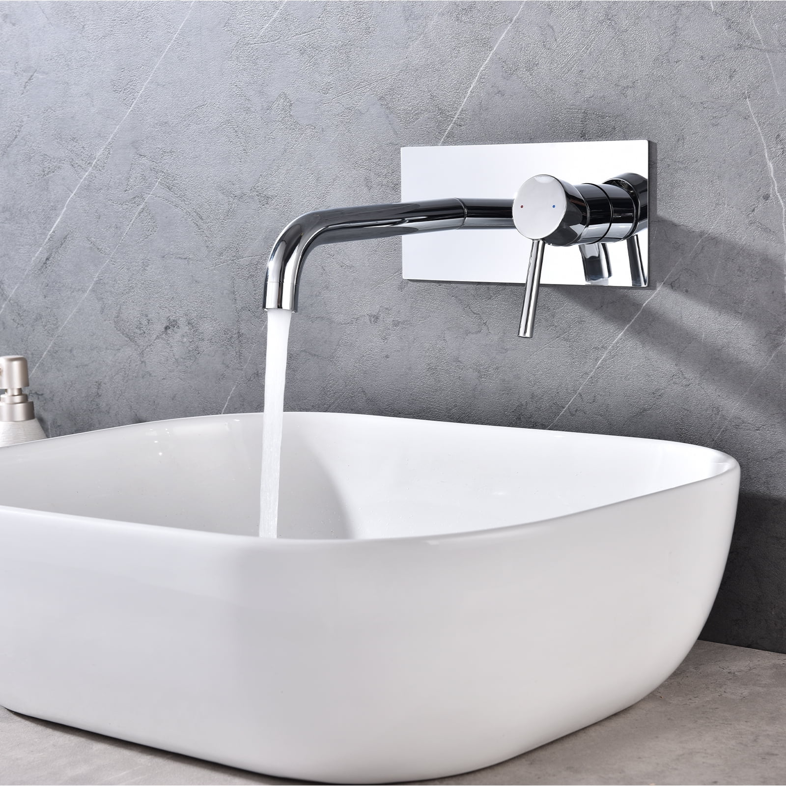 Dawot Single Handle Bathroom Faucets, Brass Sink Basin Mixer Taps, Polished Chrome Hot and Cold Spout Sink Rough Valve Bathtub Faucet