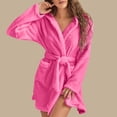 thumbnail image 6 of VANLOFE Unisex Warm Pajamas Household Clothes Solid Bathrobe Lengthened Night-robe Man's Nightgown Hooded Robes Hot Pink Robes Sleepwear for Woman S-3XL, 6 of 7