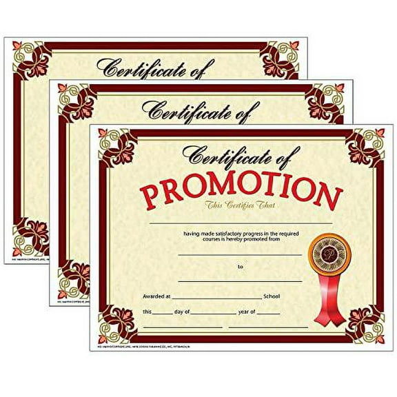 Hayes Publishing Certificate of Promotion, 8.5" x 11", 30 Per Pack, 3 Packs