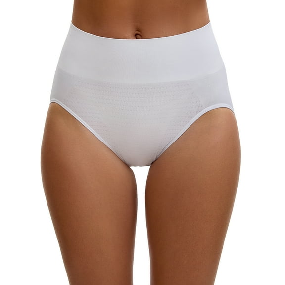 Unique Bargains Women's High Waist Tummy Slimming Elastic Waistband Briefs S White