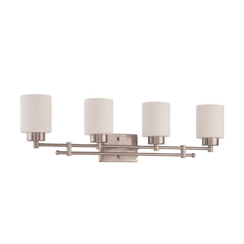 Dimmable with Bright Satin Nickel Finish Sunset Lighting F18013-80 Dalton Three Light Vanity Opal Etched Glass