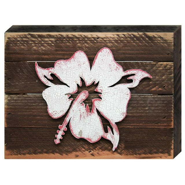 Designocracy 98421-08 Hibiscus Flower Art on Board Wall Decor