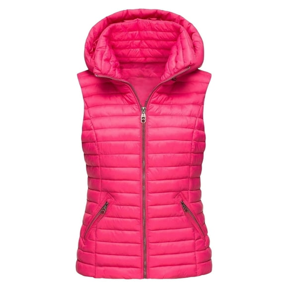 Kcodviy Unisex Casual Solid Vest Ladies Outerwear Zipper Pocket Loose Sleeveless Way Women Jacket Hooded Coat