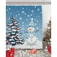 thumbnail image 5 of Christmas Tree Snowman Bathroom Shower Curtains with Hooks, Winter Snowflakes Blue Ombre Xmas Waterproof Fabric Washable Shower Curtain for Home Hotel Bathtub Decor 54x78 Inches, 5 of 7