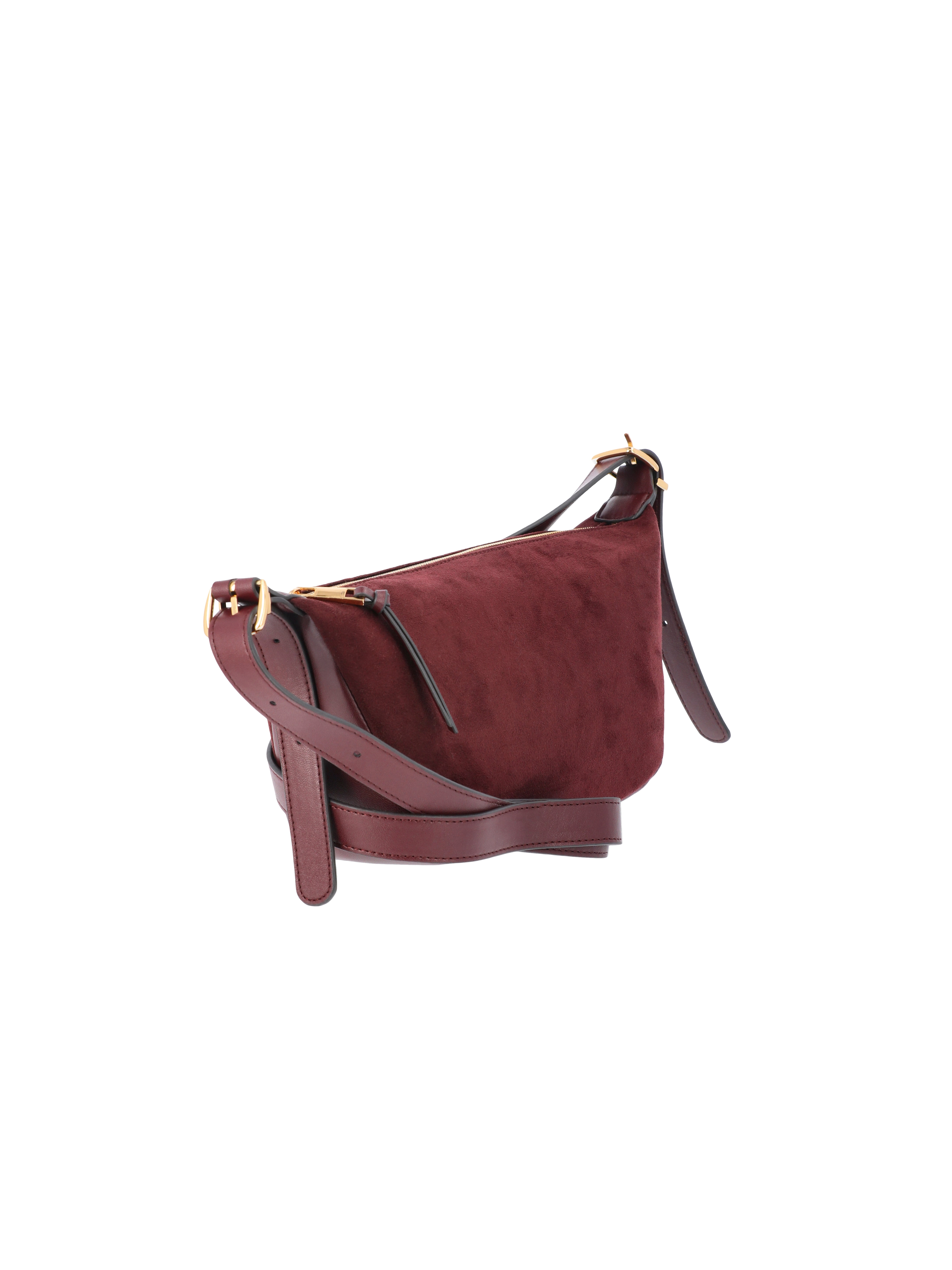 Time and Tru Women's Faux Suede Sling Crossbody Bag, Burgundy