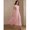 Pink, variant on Womens Elegant Pink High Neck Cap Sleeve A-Line Long Pleated Dress