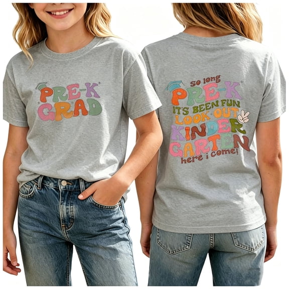 Kindergartner Pre-K Graduation T-Shirt for Boys Girls Last Day of School Shirt Graduate Squad Short Sleeve Tee 2026 Preschool Graduation Gift Tops(Grey,1-2 Years)