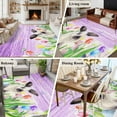 thumbnail image 5 of 8'x10' Area Rugs, Purple Easter Indoor Outdoor Area Rug for Living Room Bedroom, Spring Botanical Floral Rabbit Butterfly Washable Bathroom Rugs Kitchen Floor Carpet Mats Home Decor Aesthetic, 5 of 8