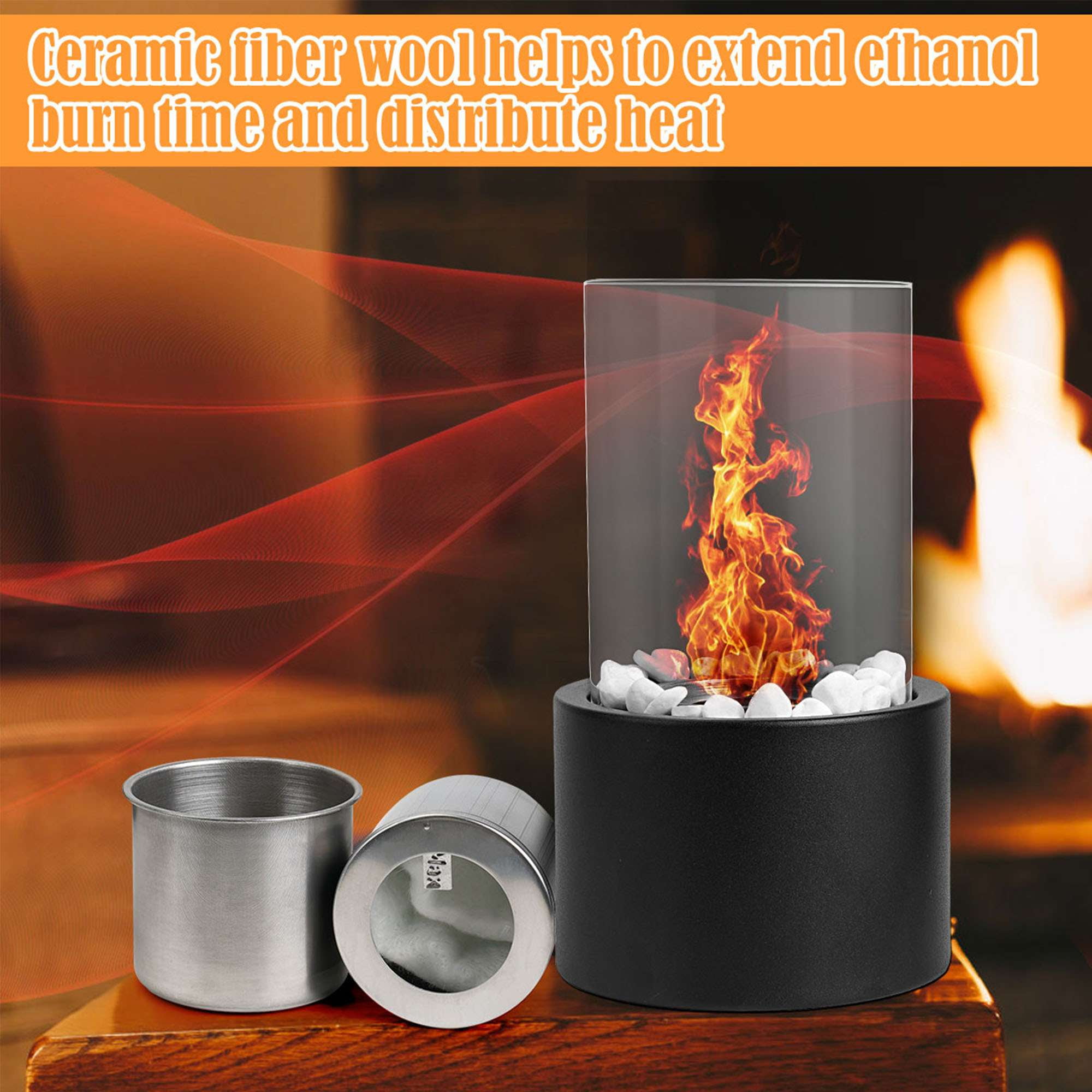 Gustave Tabletop Fire Pit Bowl Mini Portable Table Top Fireplace for Indoor Outdoor Home Patio Decor